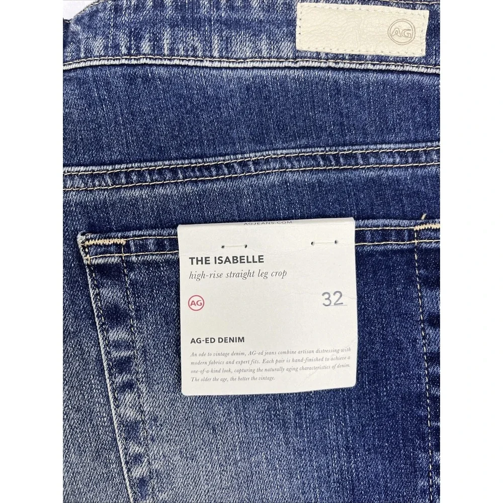 AG Adriano Goldschmied Isabelle High Rise Straight Crop Jeans 32 LED1753-17Y-FTS